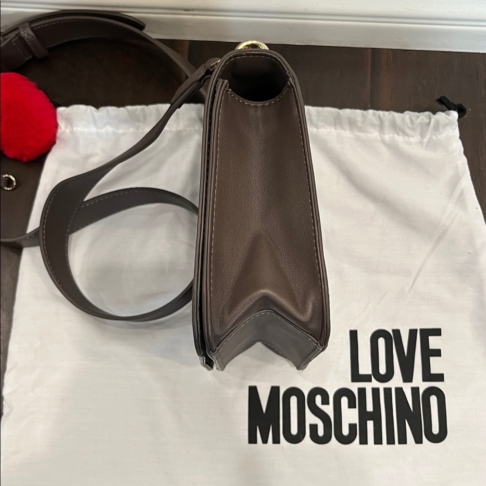 Love Moschino Taupe/Brown Crossbody Bag with Gold Logo - Picture 12 of 14